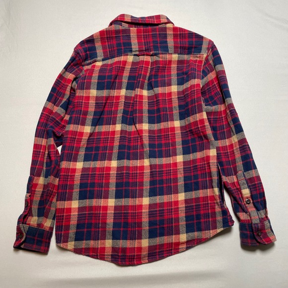 Orvis Mens Plaid Flannel Shirt Red Navy Tan Long Sleeve‎ Button Up M Outdoor - Picture 4 of 9